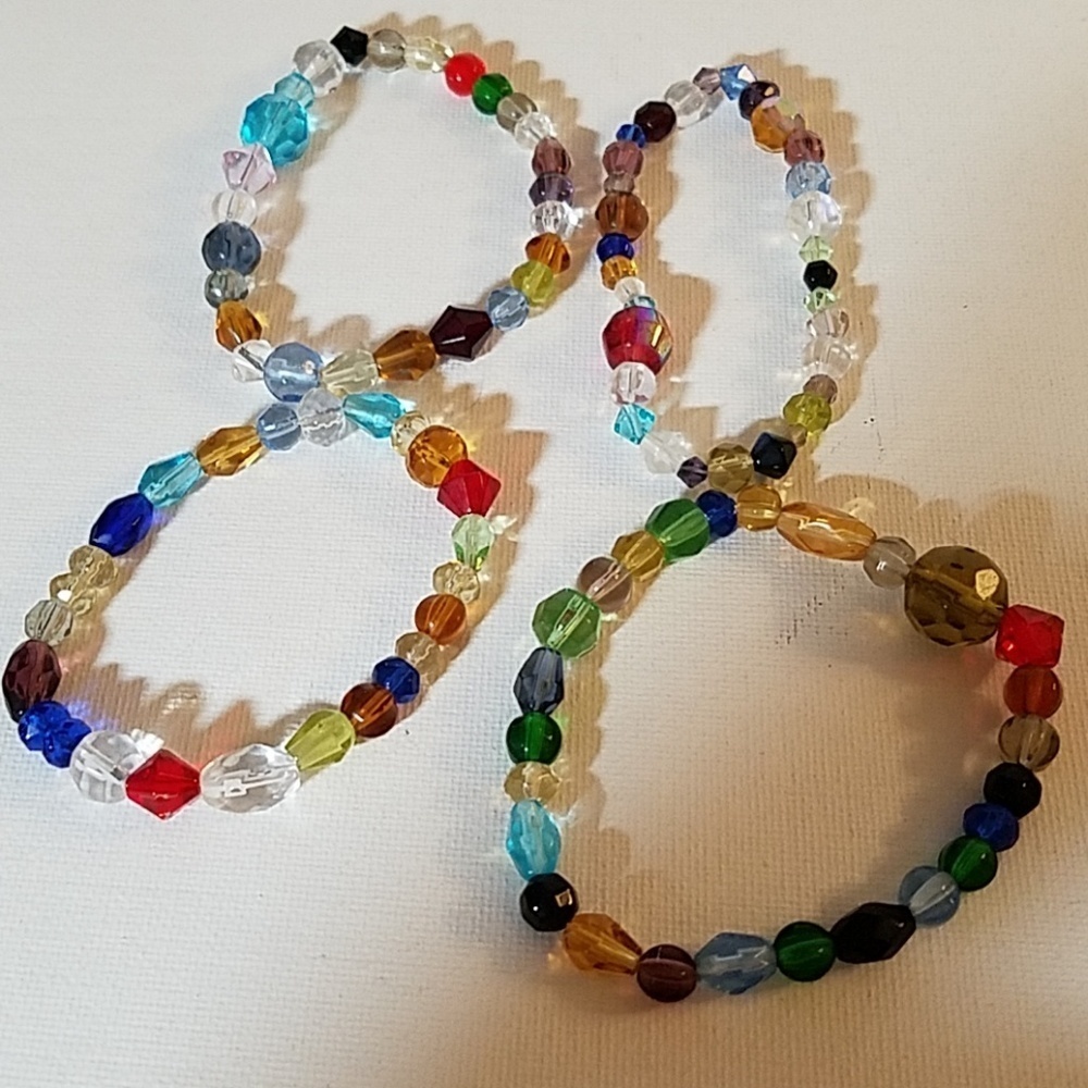 Handmade Set of 4 Beaded Bracelets 8" Each